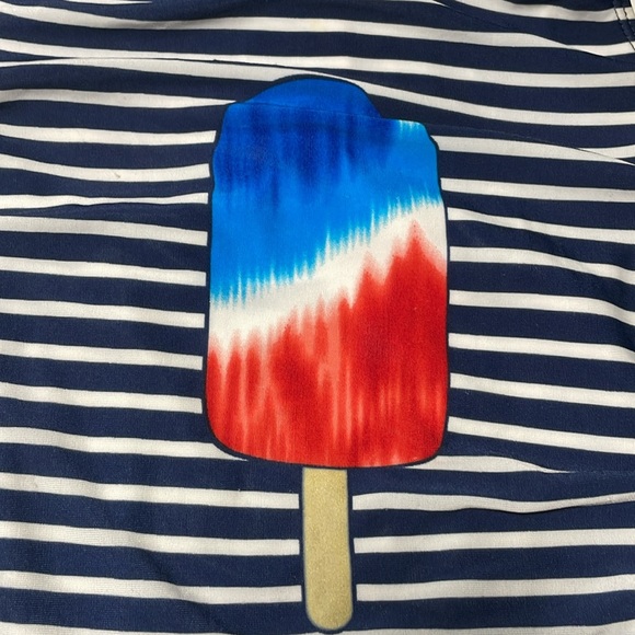 Cat & Jack girls one piece bathing suit. Blue and white stripes patriotic. - Picture 2 of 7